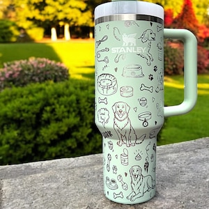 Golden Retriever 40oz Stanley OR Generic Laser Engraved Tumbler,  Dog Breed Lover, Puppy, Dog Mom Gift, Personalized Dog Gift for Her