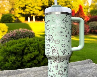 Golden Retriever 40oz Stanley OR Generic Laser Engraved Tumbler,  Dog Breed Lover, Puppy, Dog Mom Gift, Personalized Dog Gift for Her