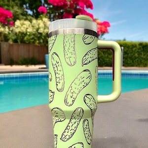 Dill Pickle 40oz Laser Engraved Stainless Steel Tumbler, Birthday gift him/her, Pickle Gifts, Personalized, Tumbler Wrap, Gag Gift