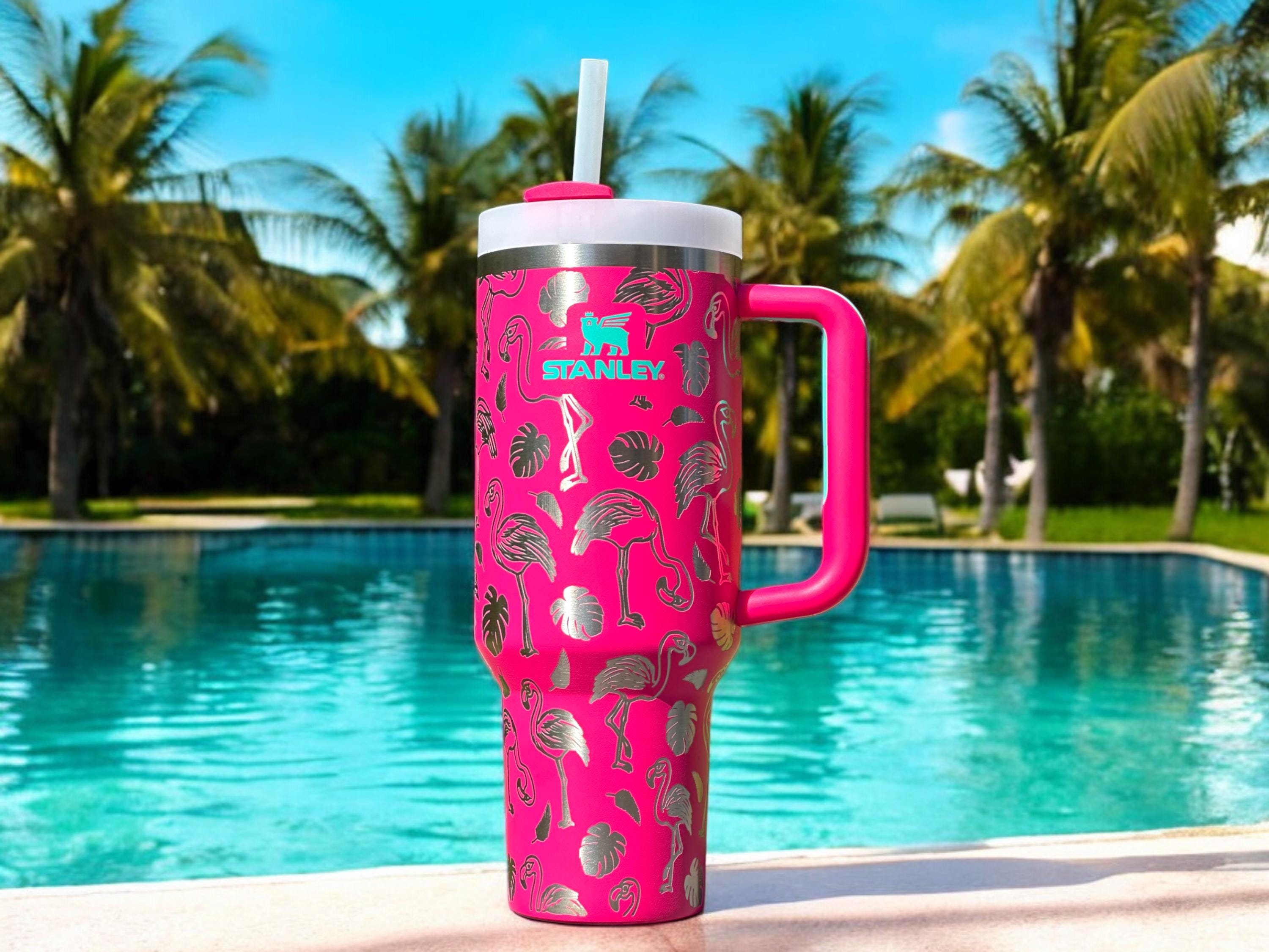 Flamingo 40oz Stanley Tumbler Laser Engraved Stainless Steel
