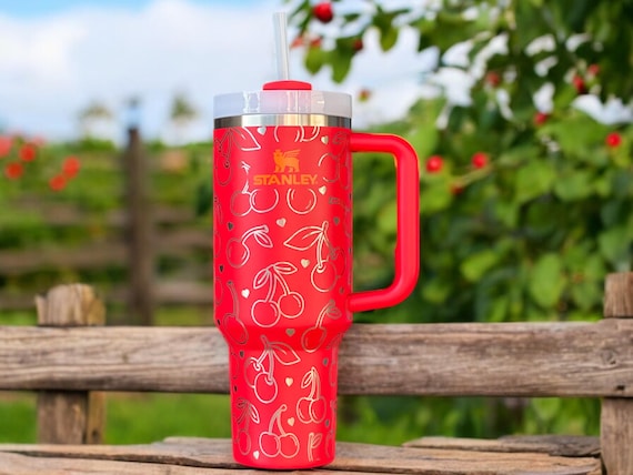 Cherry 40oz Stanley Laser Engraved Stainless Steel Tumbler, Cherry