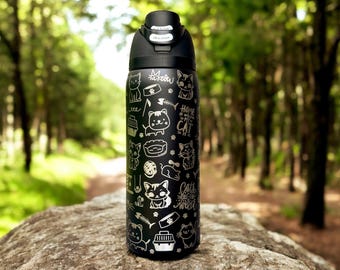 Cat OWALA 32oz Freesip Engraved Water Bottle, Cat Mom, Customized Cat Lover Gifts, Flip Top Bottle