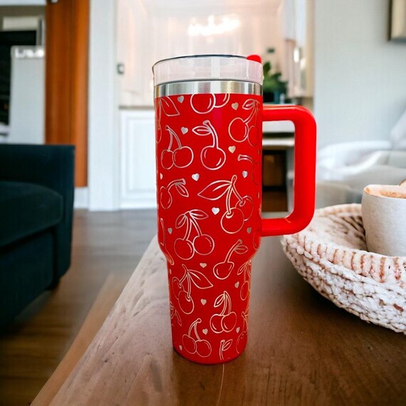 Cherry 40oz Stanley Laser Engraved Stainless Steel Tumbler, Cherry