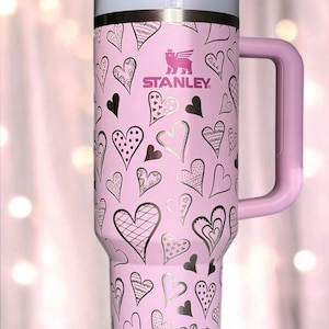 Hearts 40oz Stanley OR Generic Laser Engraved Tumbler, Gift for her, Heart Wrap, Personalized, Cute Hearts, Valentine