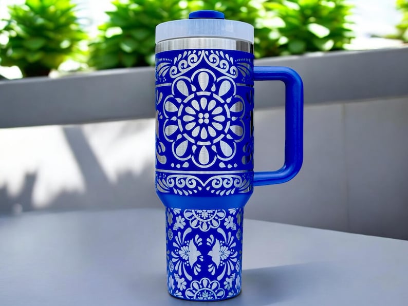 Talavera Tile 40oz Stanley OR Generic Laser Engraved Tumbler, Mexican Pottery Design, Southwest Drinkware, Cinco De Mayo Tumbler, Spanish image 10