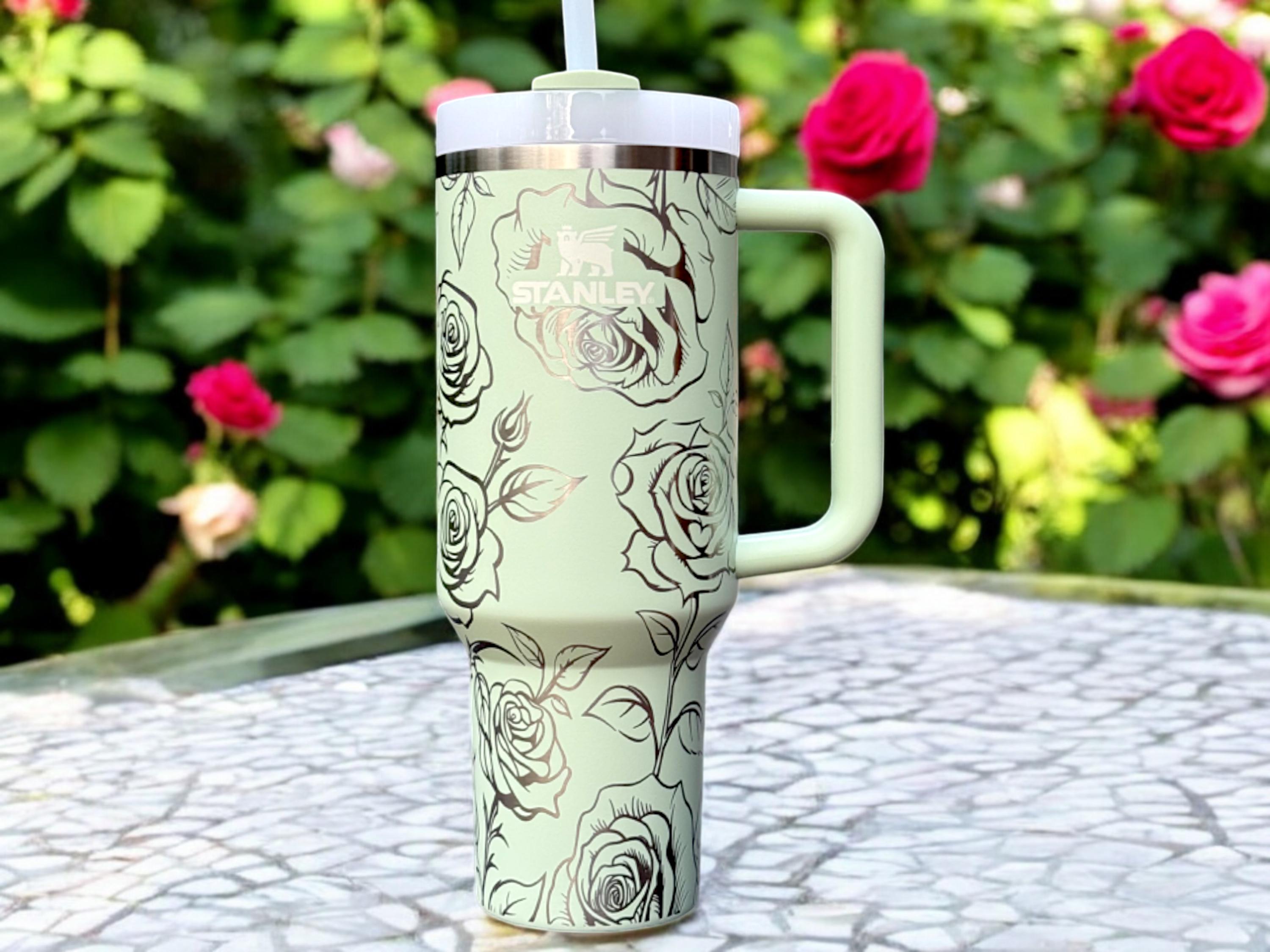 Roses 40oz Stanley OR Generic Laser Engraved Tumbler, Floral Gifts ...