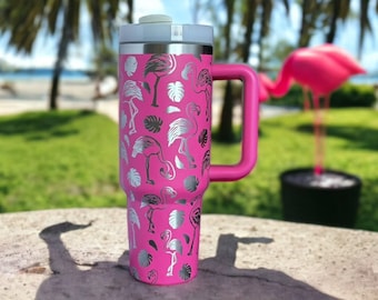 Flamingo Tumbler, 40 Oz Tumbler with Handle and Straw, Flamingo Cup/Coffee  Cup/Water Bottle, Flaming…See more Flamingo Tumbler, 40 Oz Tumbler with