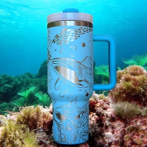 Whale Shark 40oz Stanley OR Generic Tumbler, Ocean Theme Gifts, Sea Life, Beach Lover, Personalized Wrap