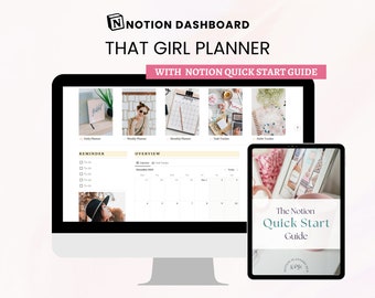 Notion Aesthetic That Girl Planner | DIGITAL PLANNER |  Weekly Habit Tracker | Notion Life Template Dashboard | Daily Routine