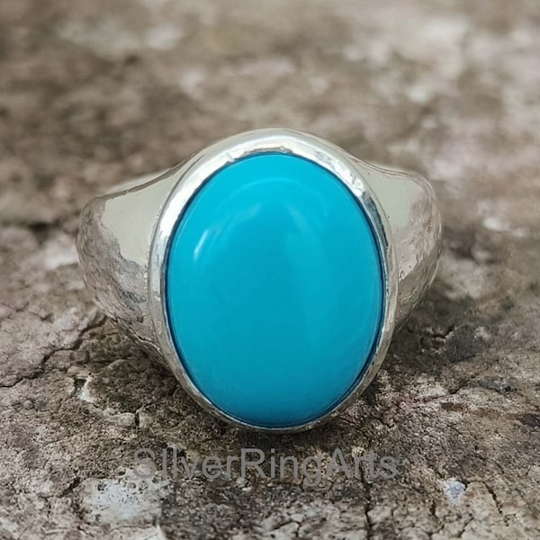 Turquoise Feroza Ring, 925 Sterling Silver Ring, Signet Ring, Turquoise Men Ring, Pinky ring, Man Silver Ring, Silver  Signet Ring,Gift Ring