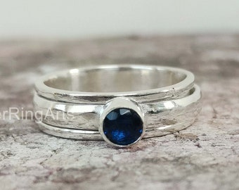 Sapphire Ring, Spin Ring, Natural Sapphire, Spinner Ring, Fidget Ring, Thumb Ring, Worry Ring, Fidget Ring, Sapphire Jewelry, Hammer Ring