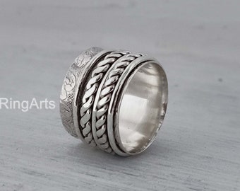 Silver Multi Ton Spinner Ring,Handmade Ring, Wide Band Ring,Fidget Ring,Women Ring,Silver Ring,Ring For Arts, Gift For Ring,Meditation Ring