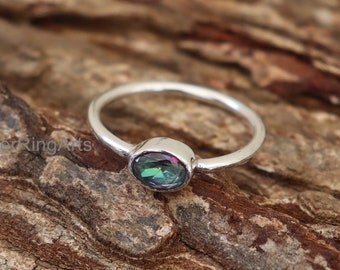 Mystic Topaz Ring, Rainbow Silver Ring, Statement Jewelry in Rainbow Topaz, Rainbow Ring Statement Ring, Summer Jewelry, Promise Ring  SRA
