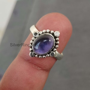 Beautiful Amethyst Ring, 925 Silver Ring,Handmade Ring,Faceted Amethyst Ring,Dainty Stacking Purple Stone Ring,Promise Ring, Gift For Her