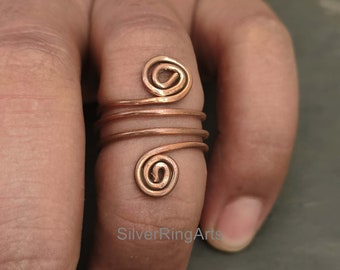 Pure Copper Wrap Ring, Arthritis Thumb Ring, Toe Ring, Finger Ring, Solid Copper Ring, Hammered Ring, Healing Jewelry, Copper Jewelry