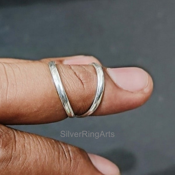 Sterling Silver Swan Neck for Dip Joints- Fingertip arthritis Splint - RA Dip Splint - EDS Dip Joint Splint - Silver Splint Ring - Midi Ring