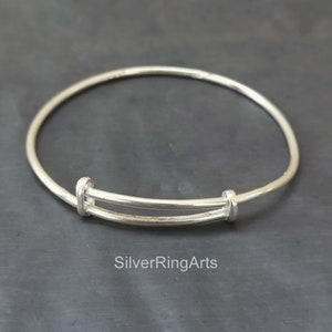 Sterling Silver Adjustable Bangle Bracelet,925 Silver Add a Charm Bracelet,Expandable Charm Bangle,Silver Wire Bracelet,Women Bracelets