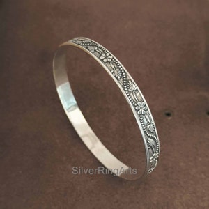 925 Sterling Silver Bangle,Flower Designer Bangles,Handmade Jewelry,Bangle For Women,Stacking Bangles,Beautiful Bangles,Gift For Christmas image 5