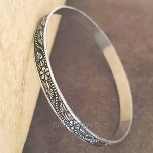 925 Sterling Silver Bangle,Flower Designer Bangles,Handmade Jewelry,Bangle For Women,Stacking Bangles,Beautiful Bangles,Gift For Christmas image 7