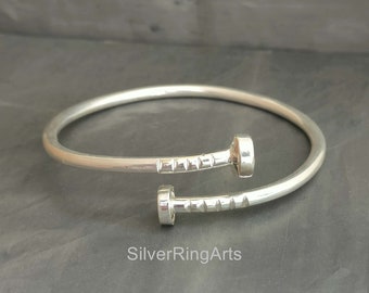 Handgemachte Silberarmbänder, 925er Silber Armreifen, Manschettenarmband, verstellbare Armreifen, Geschenk für Frauen, Boho Stapelarmreifen, Klemmarmband