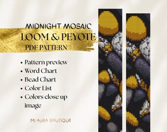 Loom & Peyote Bracelet | Miyuki Delica PDF Instant Download Pattern | Even Count Bracelet | DIY Cuff Bracelet Pattern | Dark Colors Jewelry