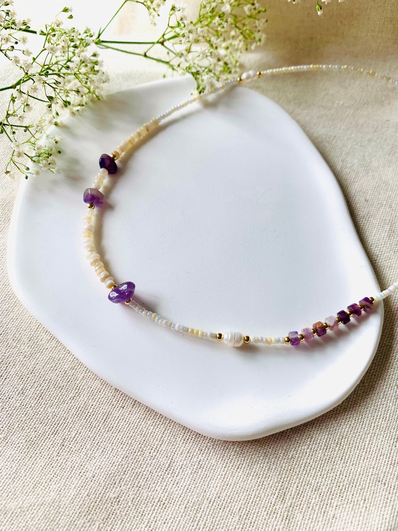 Amethyst beaded necklace zdjęcie 6