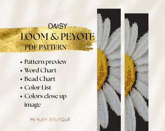 Daisy - Loom & Peyote Bracelet Pattern | Flower Bead Pattern | Pattern Bracelet | Loom pattern | Miyuki Delica PDF Instant Download Pattern