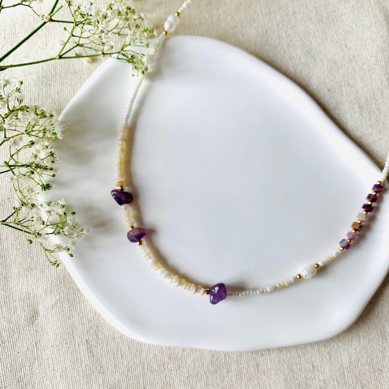 Amethyst beaded necklace zdjęcie 3