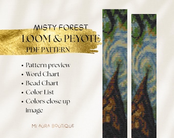 Misty Forest - Loom & Peyote Even Count Bracelet | Miyuki Delica PDF Instant Download Pattern | DIY Beadwork | Loom Pattern