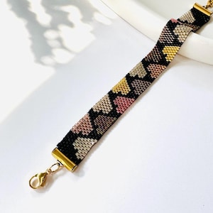 Peyote Stitch Handmade Bracelet | Japanese Myuki Seed Bead ,  Wide Adjustable Bracelet, Heart Shape Bracelet | Delica Bracelet