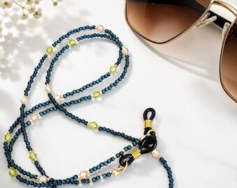 Perlen Brillenkette, Navy Blau Brillenkette, Tschechische Glas Sonnenbrillen Kette, Brillenhalter, Brillenkette, Geschenk für Sie
