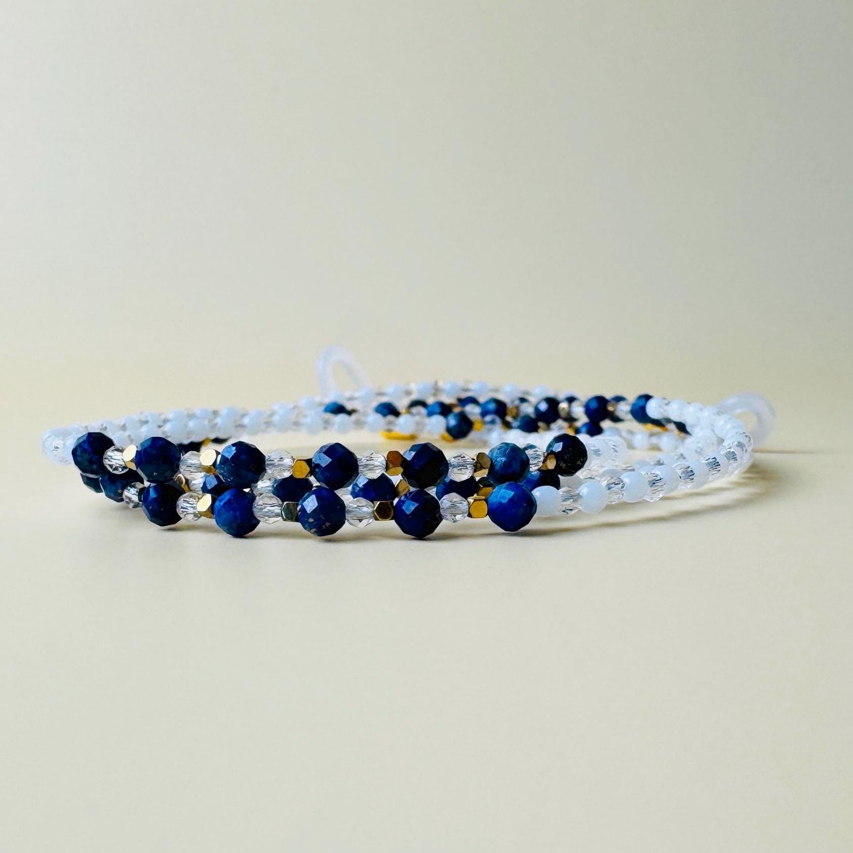 Bohemian Luxury Lapis lazuli eyeglass chain holder 26in Lapis Lazuli Glasses Chain: Beaded Eyeglass Holder - Etsy main image 2