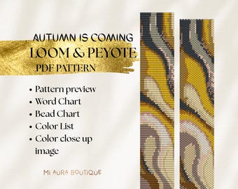 Loom & Peyote Bracelet | Miyuki Delica PDF Instant Download Pattern | Iridescent Autumn Colours Design | Even Count Bracelet