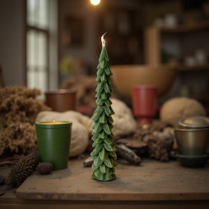 Vela de pino de cera de abejas ecológica y verde: *SIN GOTEO* / Decoración del hogar / Sostenible