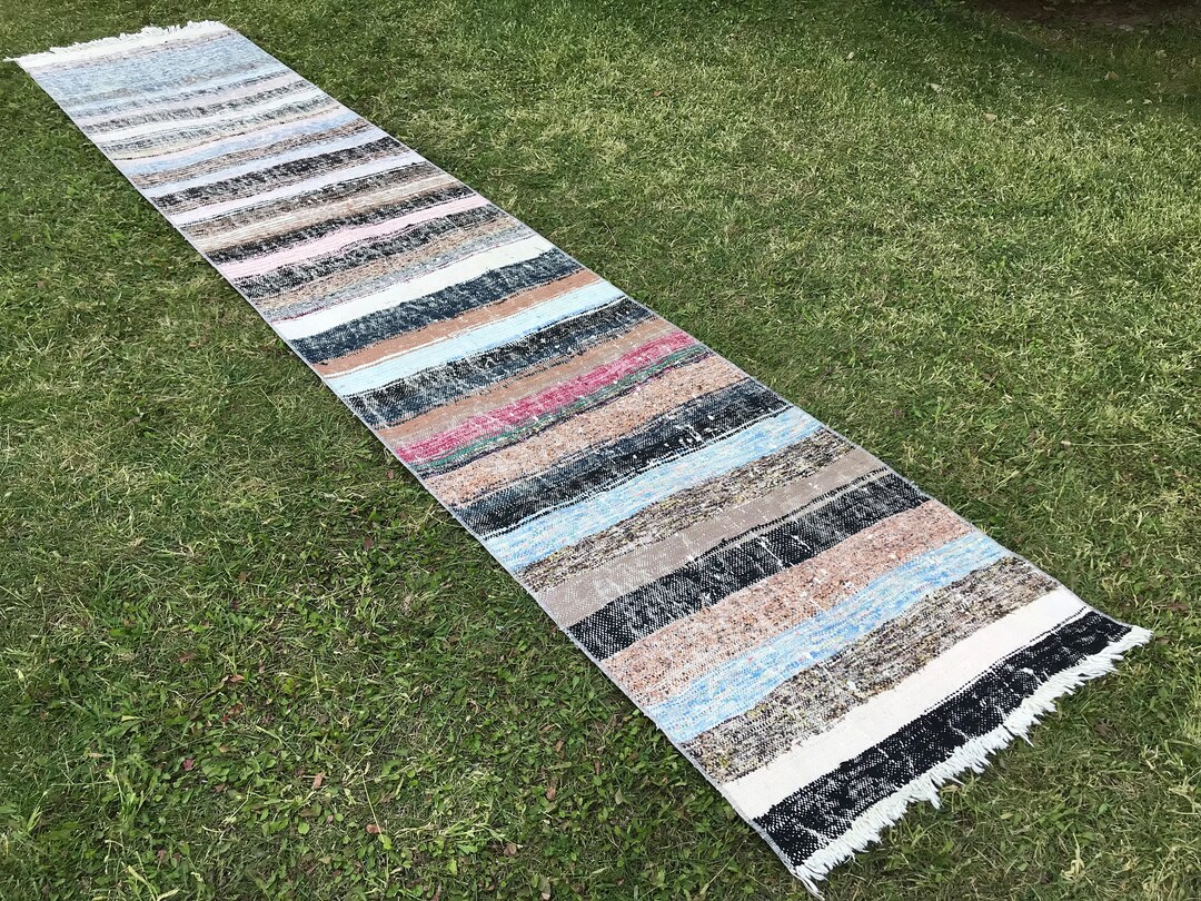 Vintage Rag Runner Rug Flatweave Runner Rug Swedish Rag Rug Etsy