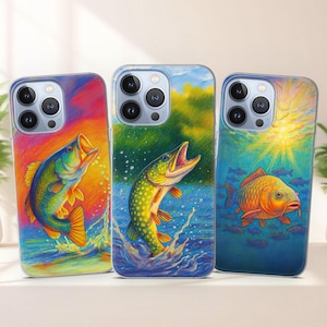 Aquarell Stil Fisch Handyhülle für iPhone 16 Pro Max 15 14 Pro 13 12 für Pixel 9 9Pro 9Pro XL 8Pro 6 für Huawei Mate 40 30 pro P50 P40