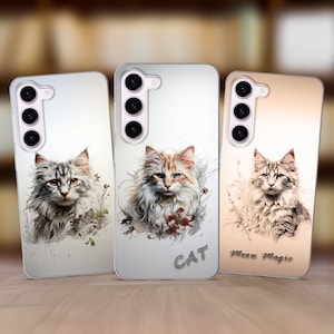 Cat Picture Phone Case fits Samsung S25 S24 FE S23 Plus S22 S21 S20 FE fit Samsung A56 A53 A52s A36 A15 A14 A26 A16 A35 A55