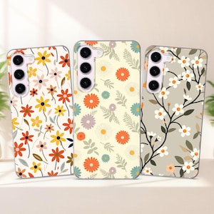 Cute Flower Design Phone Case fits Samsung S25 S24 FE S23 Plus S22 S21 S20 FE fit Samsung A56 A55 A54 A53 A36 A35 A34 A16 A15 A14 A26