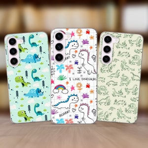 Süße Dino Handyhülle Dinosaurier Cover passend für Samsung S25 S24 FE S23 Plus S22 S21 S20 FE passend für Samsung A56 A53 A52s A36 A15 A14 A26 A16 A35 A55