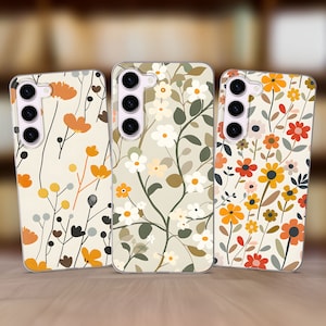 Floral Phone Case fits Samsung S25 S24 FE S23 Plus S22 S21 S20 FE fit Samsung A56 A53 A52s A36 A15 A14 A26 A16 A35 A55