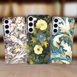 Flowers Art Nouveau Phone Case fits Samsung S25 S24 FE S23 Plus S22 S21 S20 FE fit Samsung A56 A53 A52s A36 A15 A14 A26 A16 A35 A55