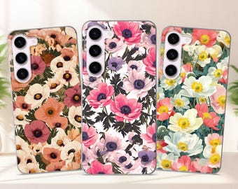 Flowers Phone Case fits Samsung S25 S24 FE S23 Plus S22 S21 S20 FE fit Samsung A55 A54 A53 A36 A35 A34 A16 A15 A14 A26 A56 A17