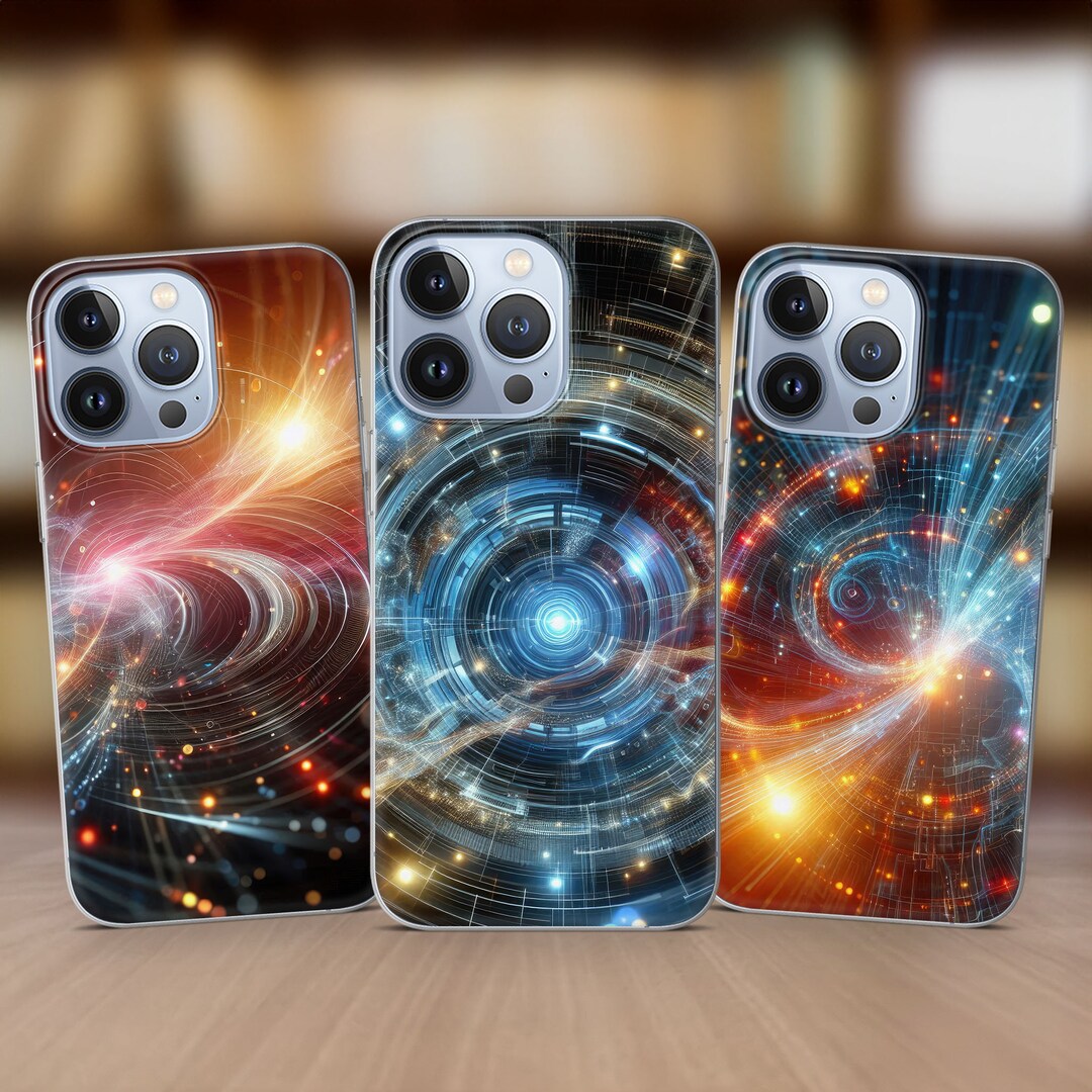 Abstract Tech & Space Swirl Art Phone Case for iPhone 16 Pro Max 15 14 ...