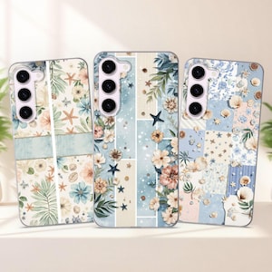 Summer Floral and Ocean Phone Case fits Samsung S25 S24 FE S23 Plus S22 S21 S20 FE fit Samsung A55 A54 A53 A36 A35 A34 A16 A15 A14 A26 A56