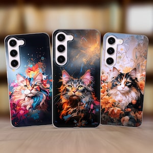 Cat Picture Phone Case fits Samsung S25 S24 FE S23 Plus S22 S21 S20 FE fit Samsung A56 A53 A52s A36 A15 A14 A26 A16 A35 A55