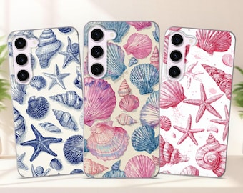 Sea Shell Phone Case Ocean Case fits Samsung S26 S25 S24 FE S23 S22 S21 S20 FE fit Samsung A56 A55 A54 A53 A36 A35 A34 A16 A15 A14 A26 A17
