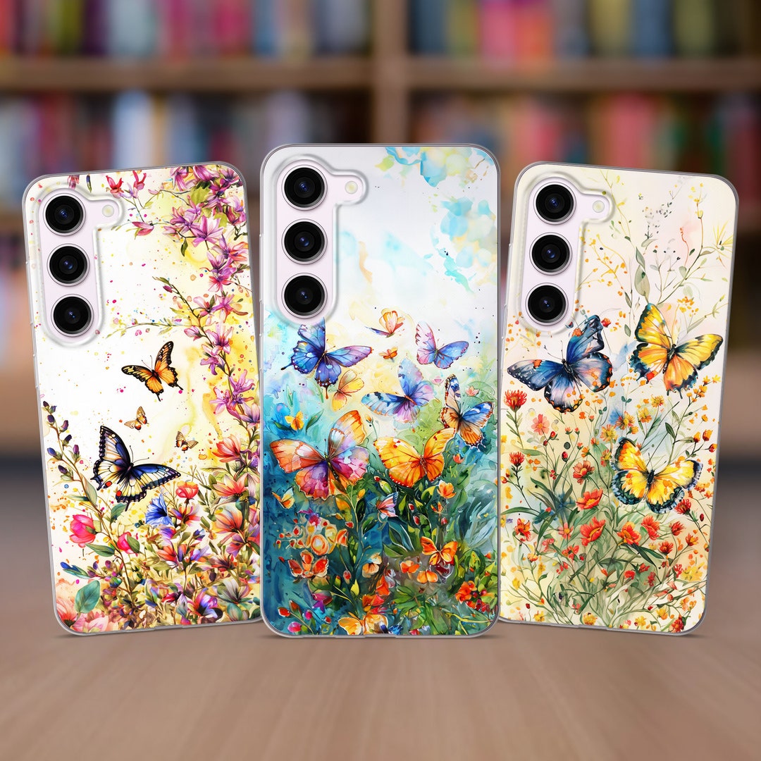 Cell Phone Case Spring Spring Butterflies Flowers Phone Case Fits Samsung S25 S24 FE S23 Plus ...