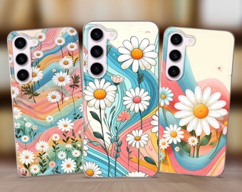 Daisy Flowers Phone Case fits Samsung S25 S24 FE S23 Plus S22 S21 S20 FE fit Samsung A25 5G A56 A53 A52s A36 A15 A14 A26 A16 A35 A55 A17