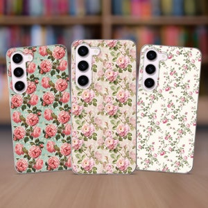 Floral Pattern Phone Case fits Samsung S25 S24 FE S23 Plus S22 S21 S20 FE fit Samsung A56 A53 A52s A36 A15 A14 A26 A16 A35 A55