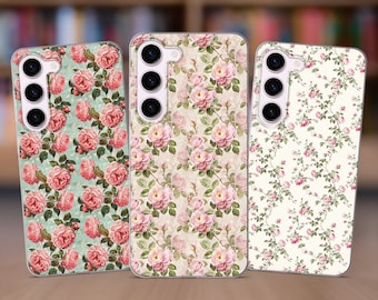 Floral Pattern Phone Case fits Samsung S25 S24 FE S23 Plus S22 S21 S20 FE fit Samsung A56 A53 A52s A36 A15 A14 A26 A16 A35 A55 A17